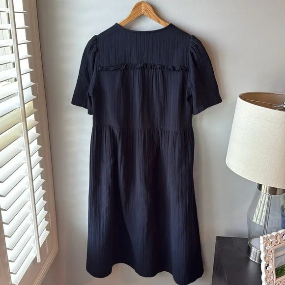 ME+EM Cheesecloth V-Neck Cotton‎ Shirt Dress